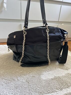 Black Women's Tote Bag with Chain Strap - Unbranded